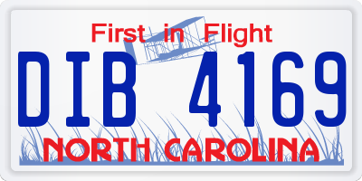 NC license plate DIB4169