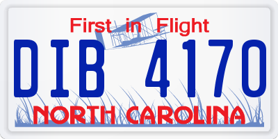 NC license plate DIB4170