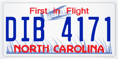 NC license plate DIB4171