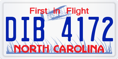 NC license plate DIB4172