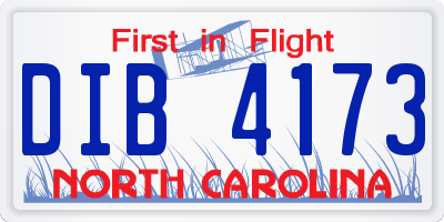 NC license plate DIB4173