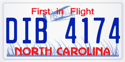 NC license plate DIB4174