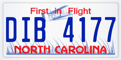 NC license plate DIB4177