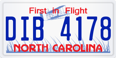 NC license plate DIB4178
