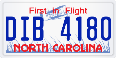 NC license plate DIB4180