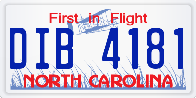 NC license plate DIB4181