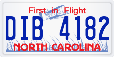 NC license plate DIB4182