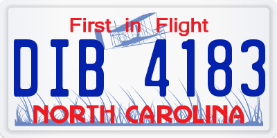 NC license plate DIB4183