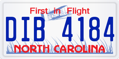 NC license plate DIB4184