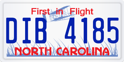 NC license plate DIB4185