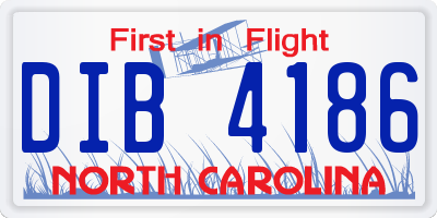 NC license plate DIB4186