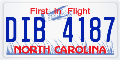 NC license plate DIB4187