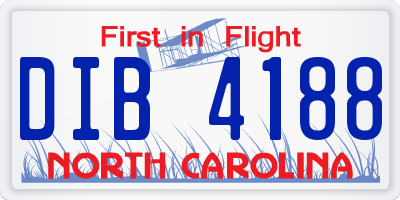 NC license plate DIB4188
