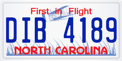 NC license plate DIB4189