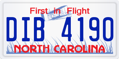 NC license plate DIB4190