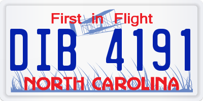 NC license plate DIB4191