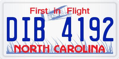 NC license plate DIB4192