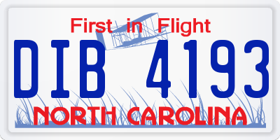 NC license plate DIB4193