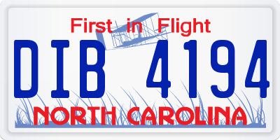 NC license plate DIB4194