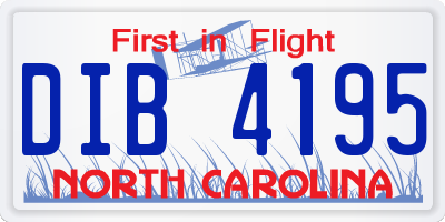NC license plate DIB4195