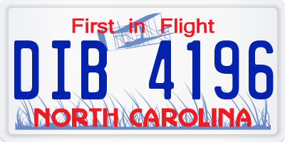 NC license plate DIB4196