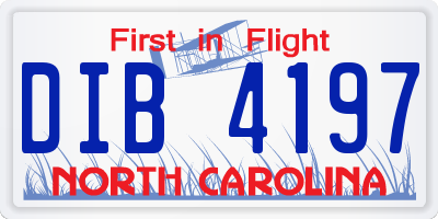 NC license plate DIB4197