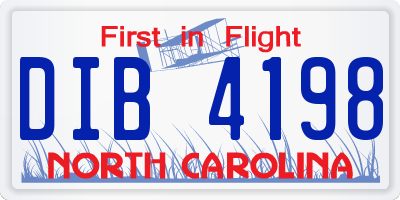 NC license plate DIB4198