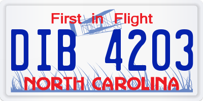 NC license plate DIB4203