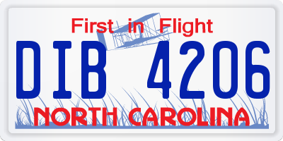 NC license plate DIB4206