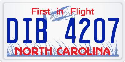 NC license plate DIB4207