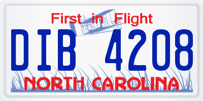 NC license plate DIB4208