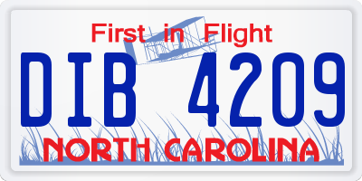 NC license plate DIB4209