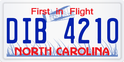 NC license plate DIB4210