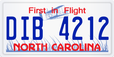 NC license plate DIB4212