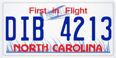 NC license plate DIB4213