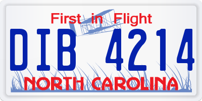 NC license plate DIB4214