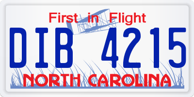 NC license plate DIB4215