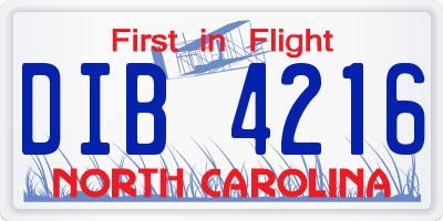 NC license plate DIB4216