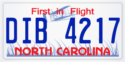 NC license plate DIB4217
