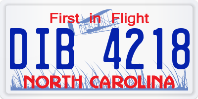 NC license plate DIB4218