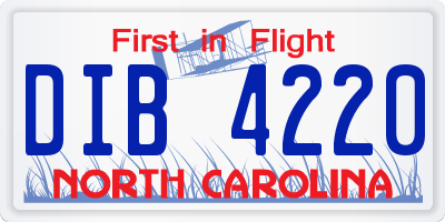 NC license plate DIB4220