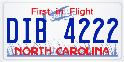 NC license plate DIB4222