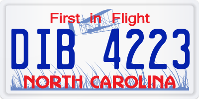 NC license plate DIB4223