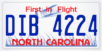 NC license plate DIB4224