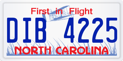 NC license plate DIB4225