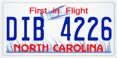 NC license plate DIB4226