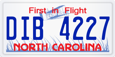 NC license plate DIB4227