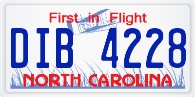 NC license plate DIB4228