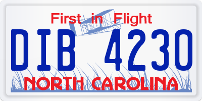 NC license plate DIB4230