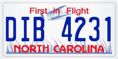 NC license plate DIB4231